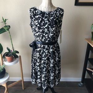 HAANI Black and White Floral Dress